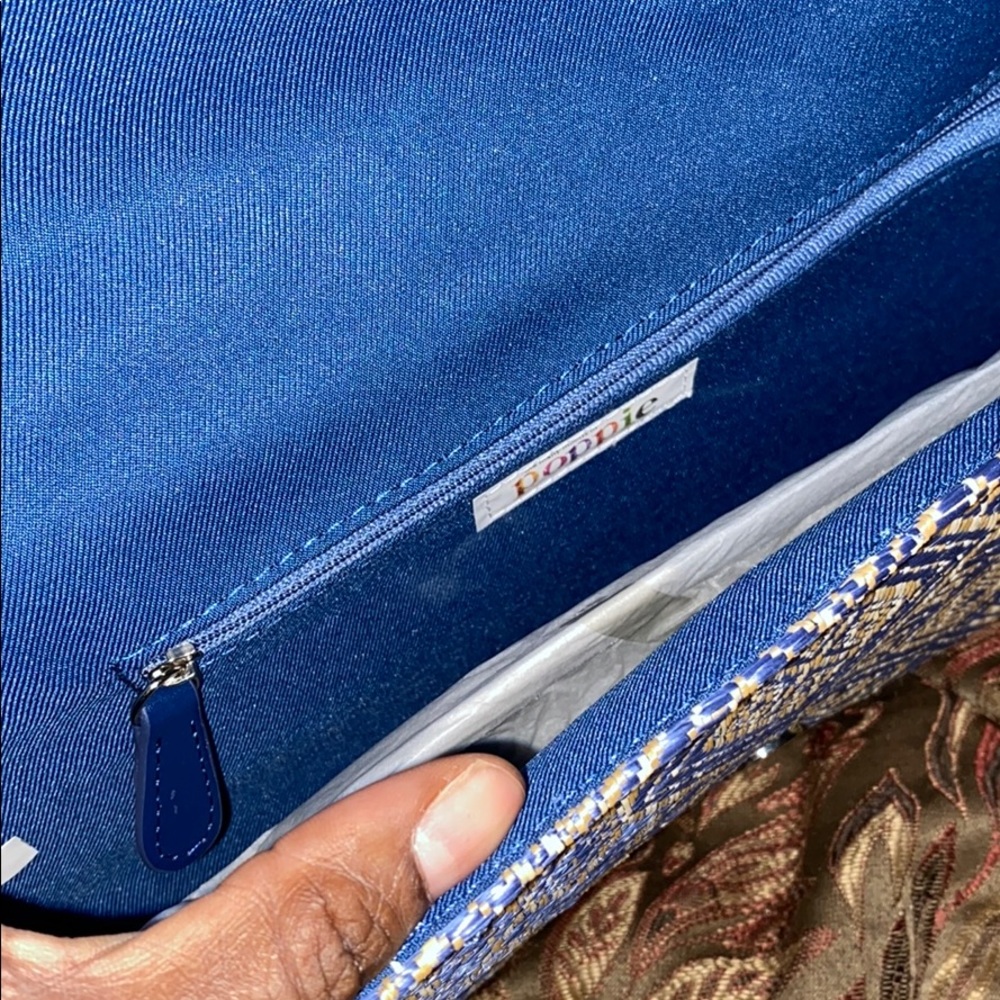 Blue Geometric Pattern Clutch - Picture 2 of 3
